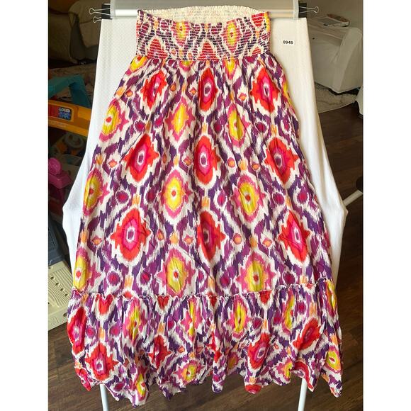 Old Navy Women Tube Maxi Dress size 16 Dress Floral Pink & Purple Cotton Summer - Picture 9 of 9